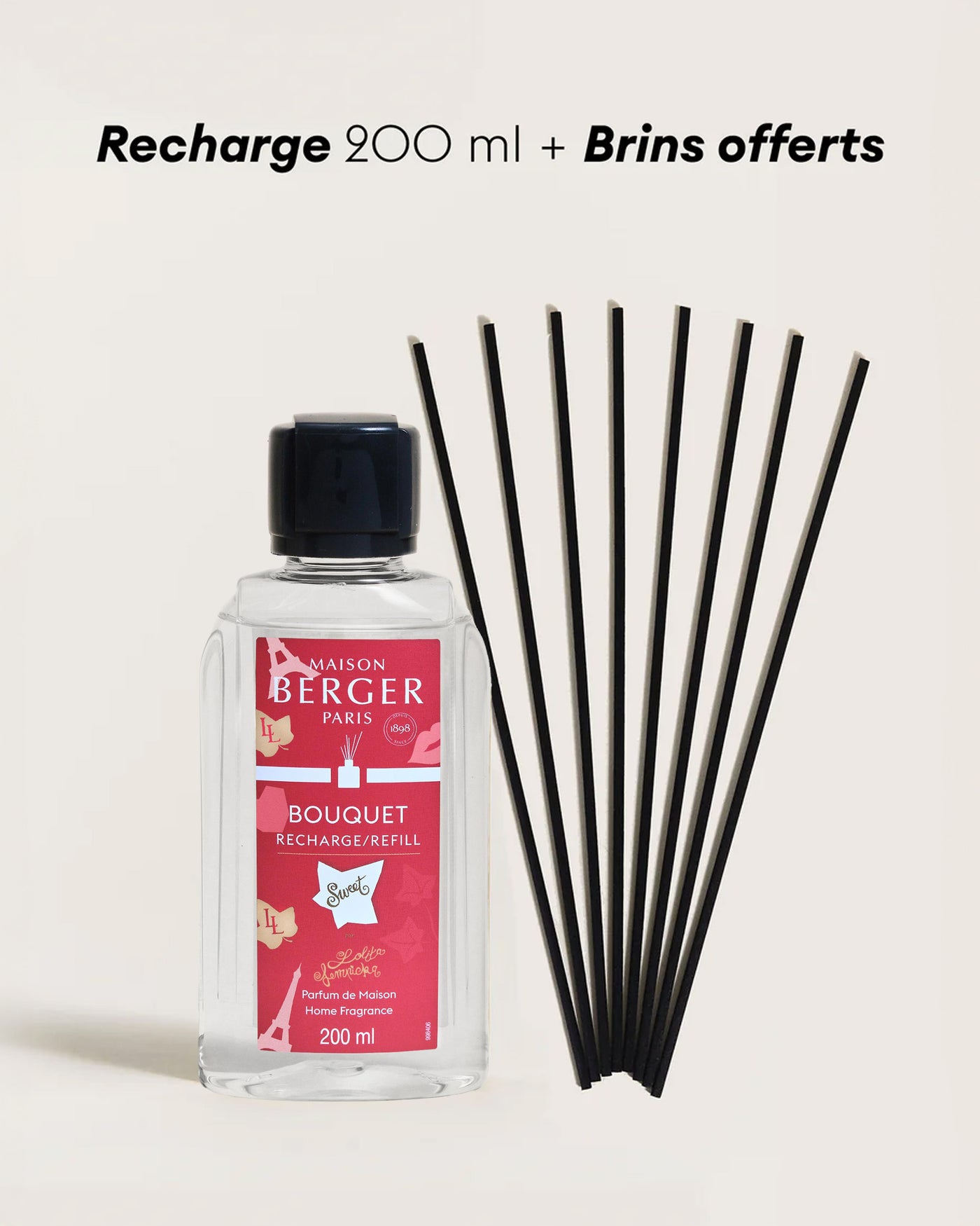 Recharge bouquet 200ml + Etui de 8 brins noirs