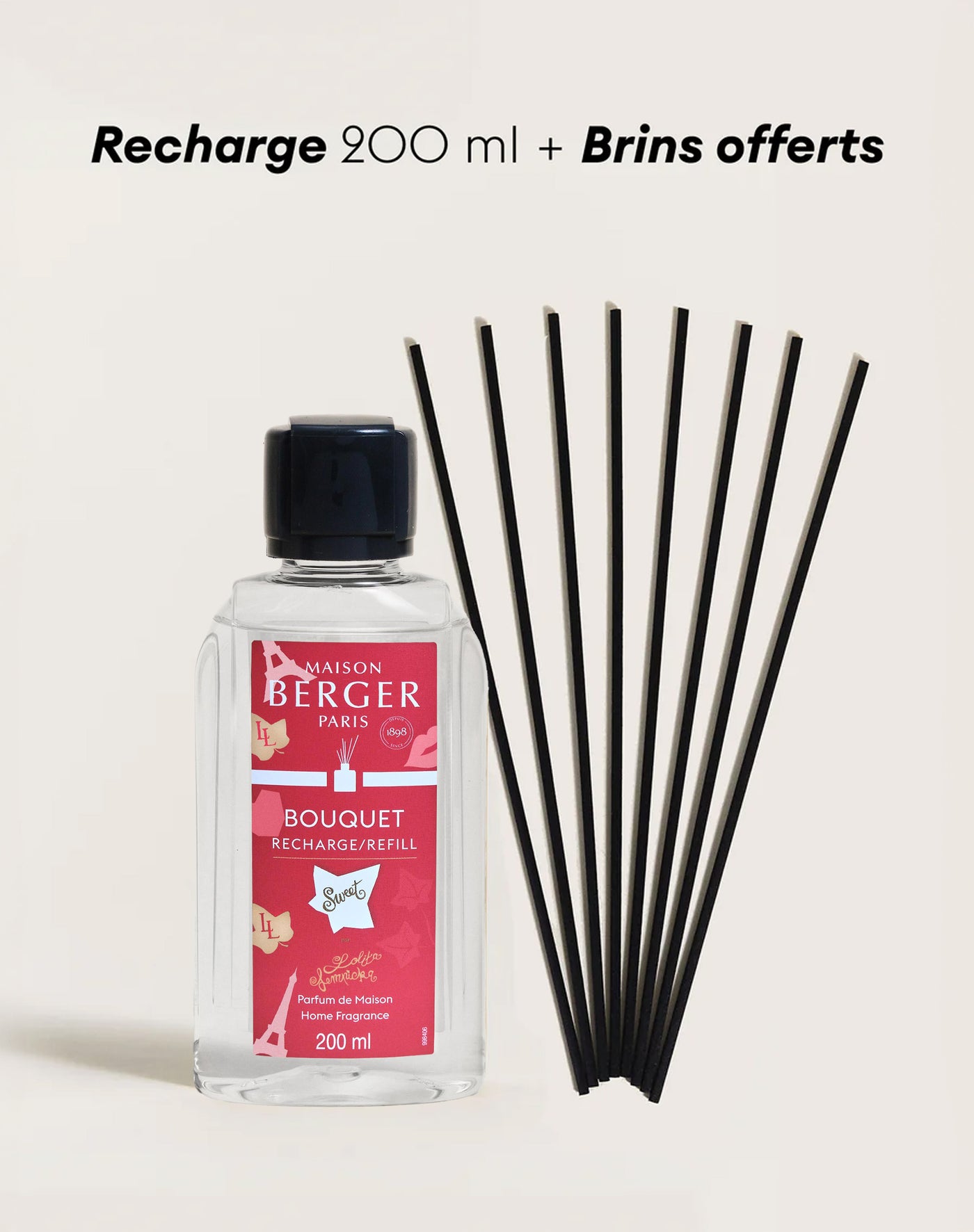 Recharge bouquet 200ml + Etui de 8 brins noirs