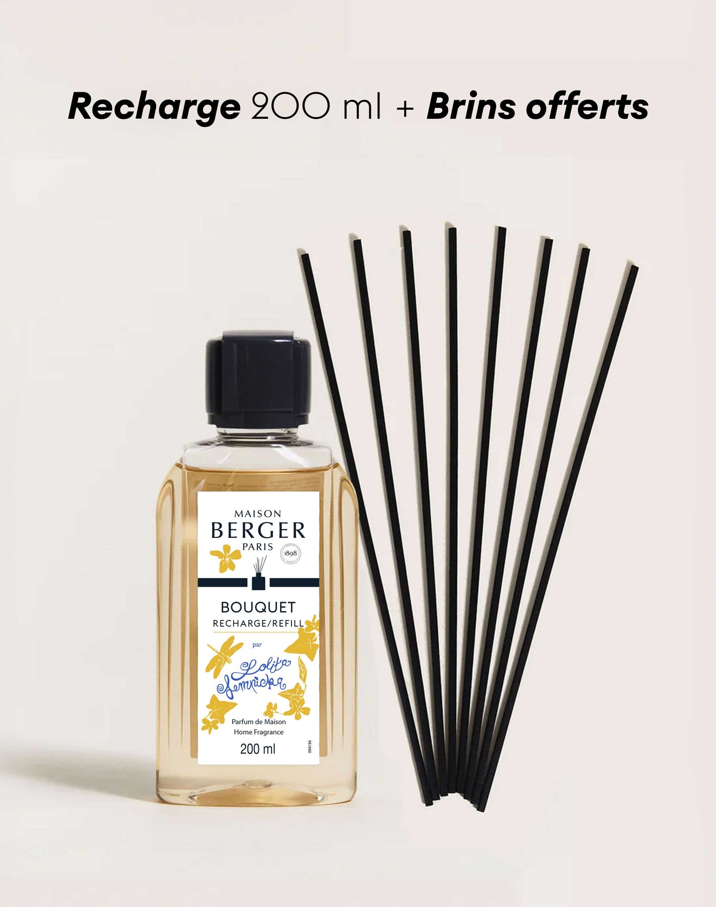 Recharge bouquet 200ml + Etui de 8 brins noirs 24cm