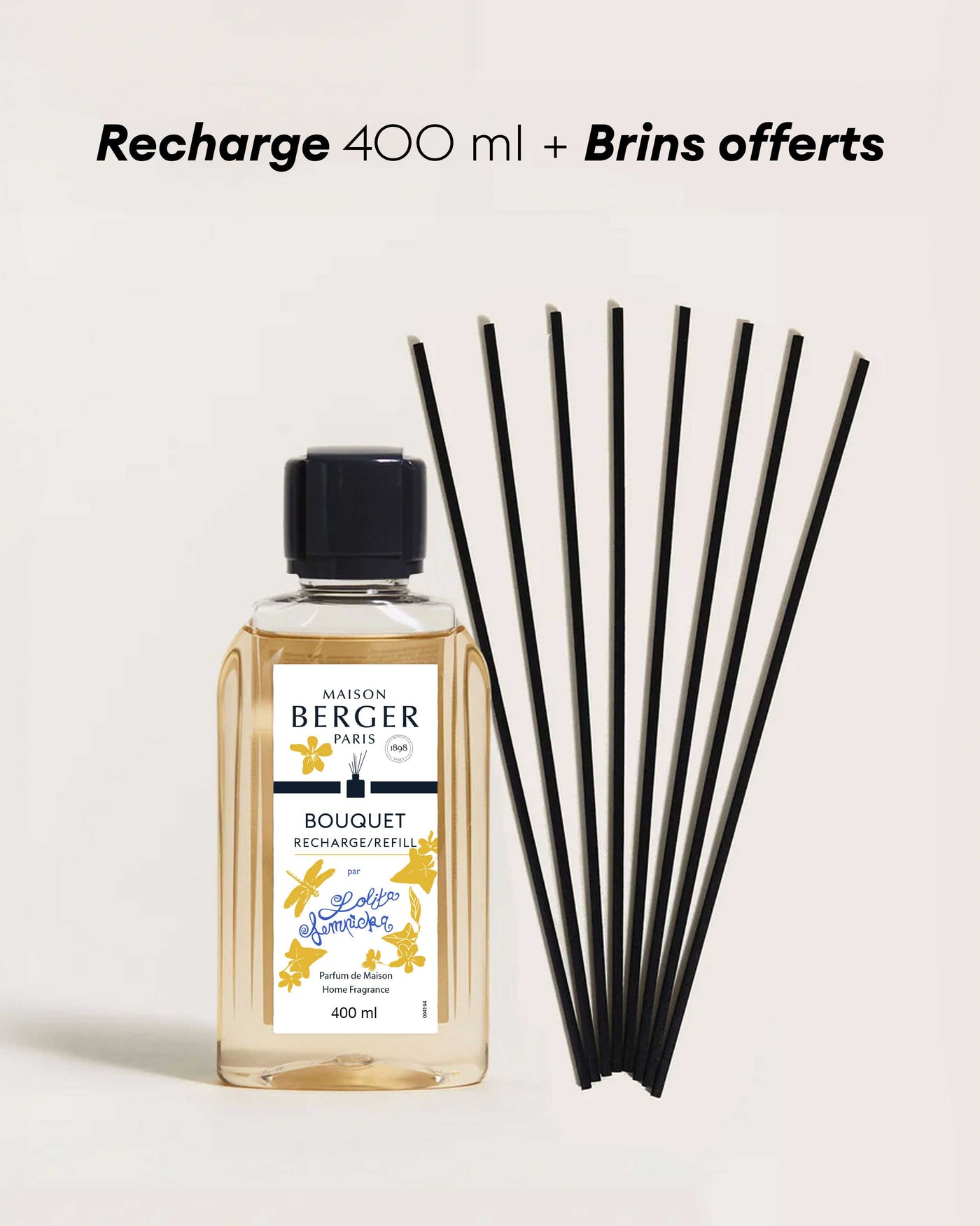 Recharge bouquet 400ml + Etui de 8 brins noirs 24cm